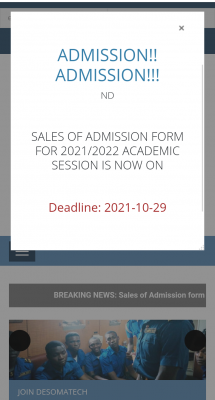 DESOMATECH extends post-UTME registration deadline for 2021/2022 session