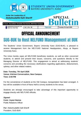 BUK SUG notice on meeting with NELFUND management