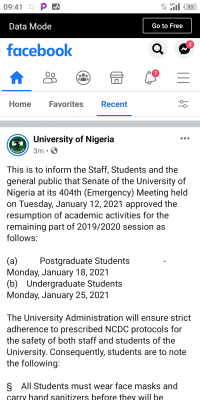 UNN announces resumption, gives guidelines on COVID-19 prevention