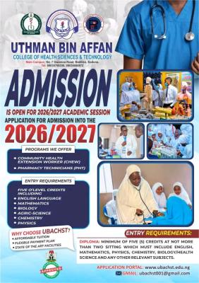 Uthman Bin Affan College of Health Sciences & Technology releases Admission form, 2026/2027