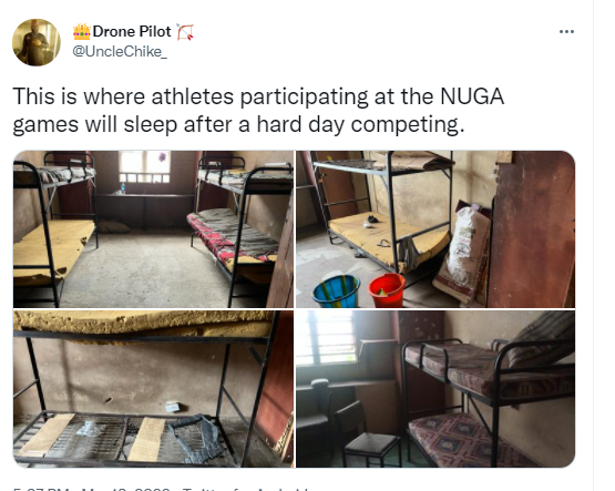 Twitter user calls out UNILAG over accommodation space provided for NUGA games