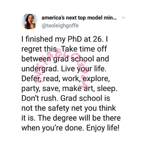 I Regret Finishing my PhD at 26 - Model