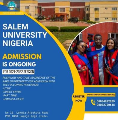 Salem University postgraduate admission form for 2021/2022 Session
