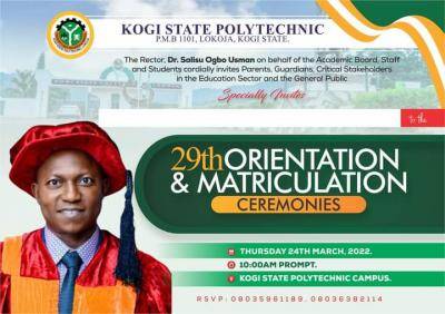 Kogi Poly announces date for 2021/2022 matriculation ceremony