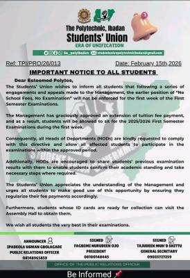 Poly Ibadan SUG update on