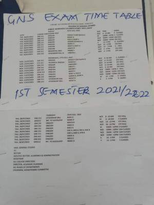Umaru Alli Shinkafi Polytechnic 1st semester examination timetable 2021/2022