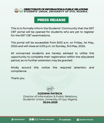 UNIUYO reopens GST CBT Portal for Late Registration