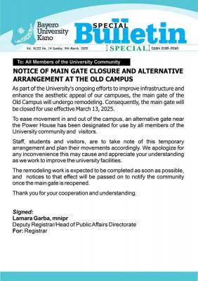 BUK issues important notice to the university community