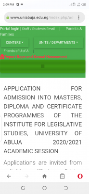 UNIABUJA admission into institute for legislative studies, 2020/2021