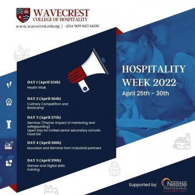 Wavecrest College of Hospitality notice on events for theHospitality Week
