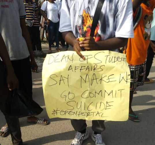 FUOTUOKE Students Protest against the closure of the university portal