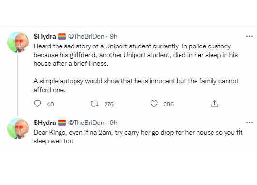 UNIPORT student arrested after his sick girlfriend died in his house