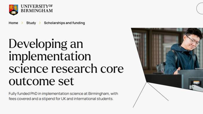 Fully Funded Research Scholarship at University of Birmingham, UK 2027