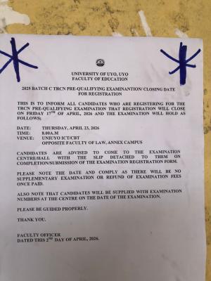 UNIUYO sets deadline registration of TRCN Pre-Qualifying Exam