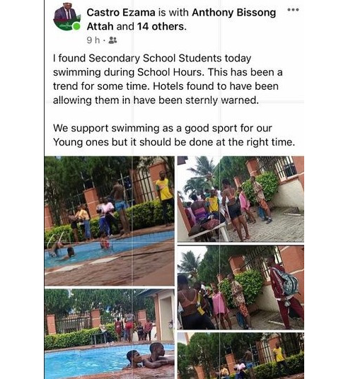 Secondary school students caught swimming in a hotel during school hours - Myschool