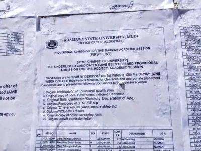 ADSU 1st Batch Admission List now on the school's notice board