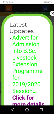 FUDutsinma admission into B.Sc. Livestock Extension Programme for 2019/2020 session