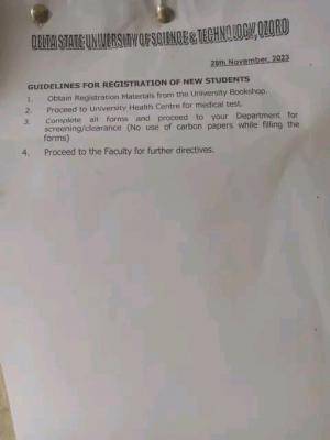 DSUST issues guidelines for registration of new students