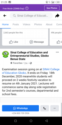 Sinai COE notice on end of the year break