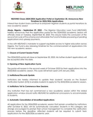 NELFUND announces closure of 2024/2025 application