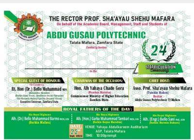 Abdu Gusau Polytechnic announces 24th matriculation ceremony