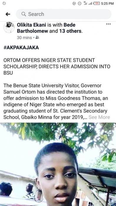 Girl who was Denied admission in ABU Zaria after Scoring 302 and 278 in JAMB and Post UTME, Offered Scholarship and Admission into BSU