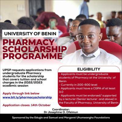 UNIBEN Faculty of Pharmacy Scholarship Application