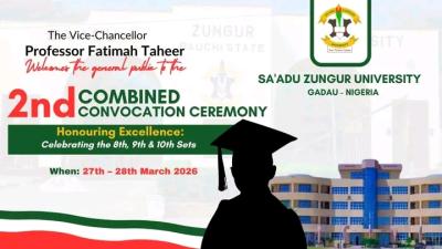 SA'ZU announces 2nd Combined Convocation Ceremony