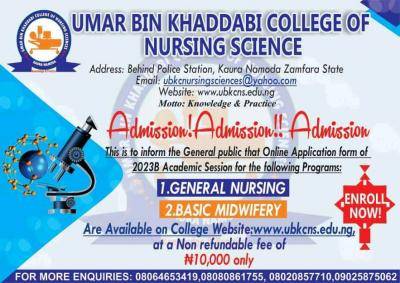 Umar Bin Khaddabi College of Nursing Sciences batch B admission form, 2023/2024