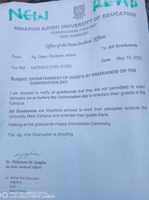 IAUE notice regarding entertainment of guests during the 40th convocation ceremony