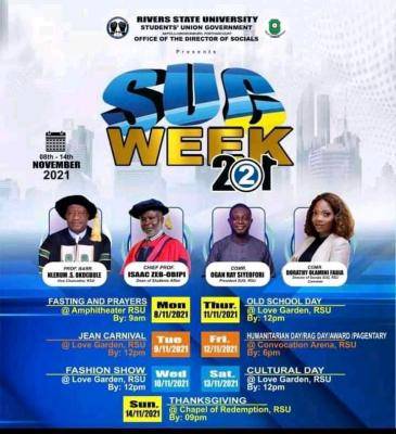RSUST 2021 SUG week programme of events