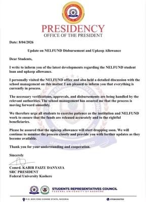 FUKASHERE SRC gives update on NELFUND and upkeep Allowance