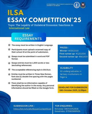 ILSA UI Launches Maiden Essay Competition
