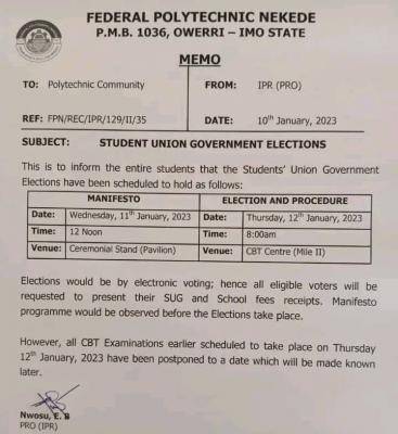 NEKEDEPOLY Students Union Government elections programme