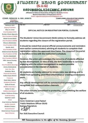 KANOPOLY SUG update on the closure of registration portal
