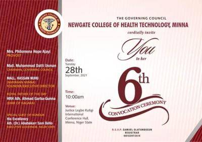 Newgate College of Health Technology Announces 6th Convocation Ceremony