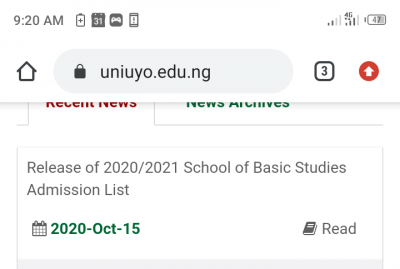 UNIUYO Release of 2020/2021 School of Basic Studies Admission List