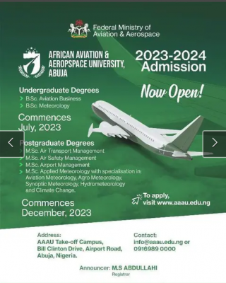 African Aviation & Aerospace University, Abuja Admission Form, 2023/2024 session
