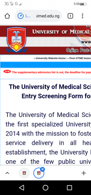 UNIMED supplementary admission list for 2020/2021 session