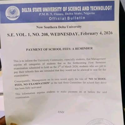 DSUSTECH notice to students on