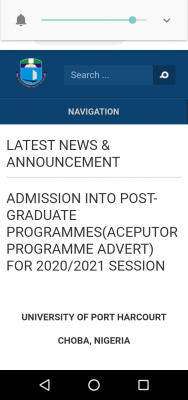 UNIPORT admission into postgraduate programme (ACEPUTOR Programme) for 2020/2021 session