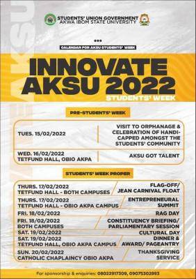 AKSU students week schedule, 2022