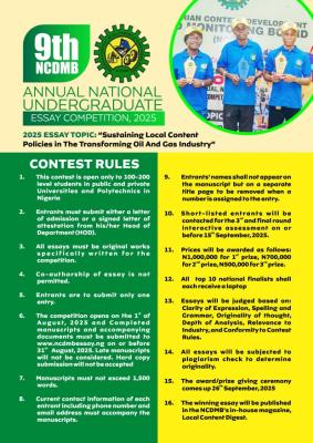 NCDMB 9th Annual National Undergraduate Essay Competition, 2025