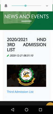 Federal Polytechnic, Ilaro 3rd Batch HND Admission List for 2020/2021 session