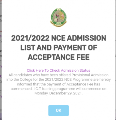 FCE (Special) Oyo admission list, 2021/2022 now on the school's portal