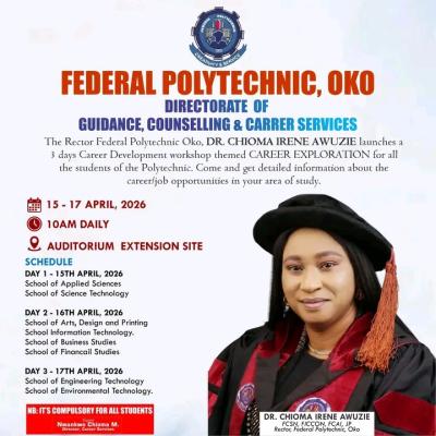 Federal Polytechnic Oko sets date for mandatory 3-Day career exploration workshop