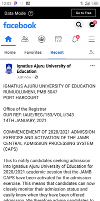 IAUE notice to candidates seeking admission for 2020/2021 session