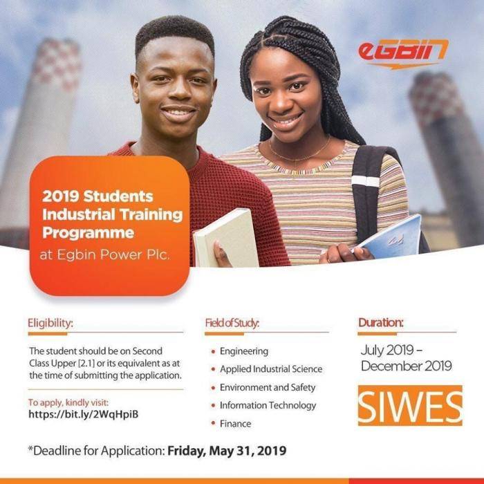 Egbin Power Plc Industrial Training Programme (SIWES) For Undergraduates, 2019