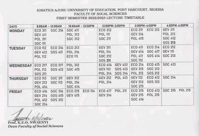 IAUE releases first semester lecture timetable, 2022/2023