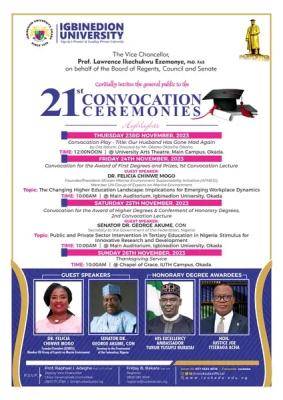 Igbenidion University announces 21st Convocation Ceremonies
